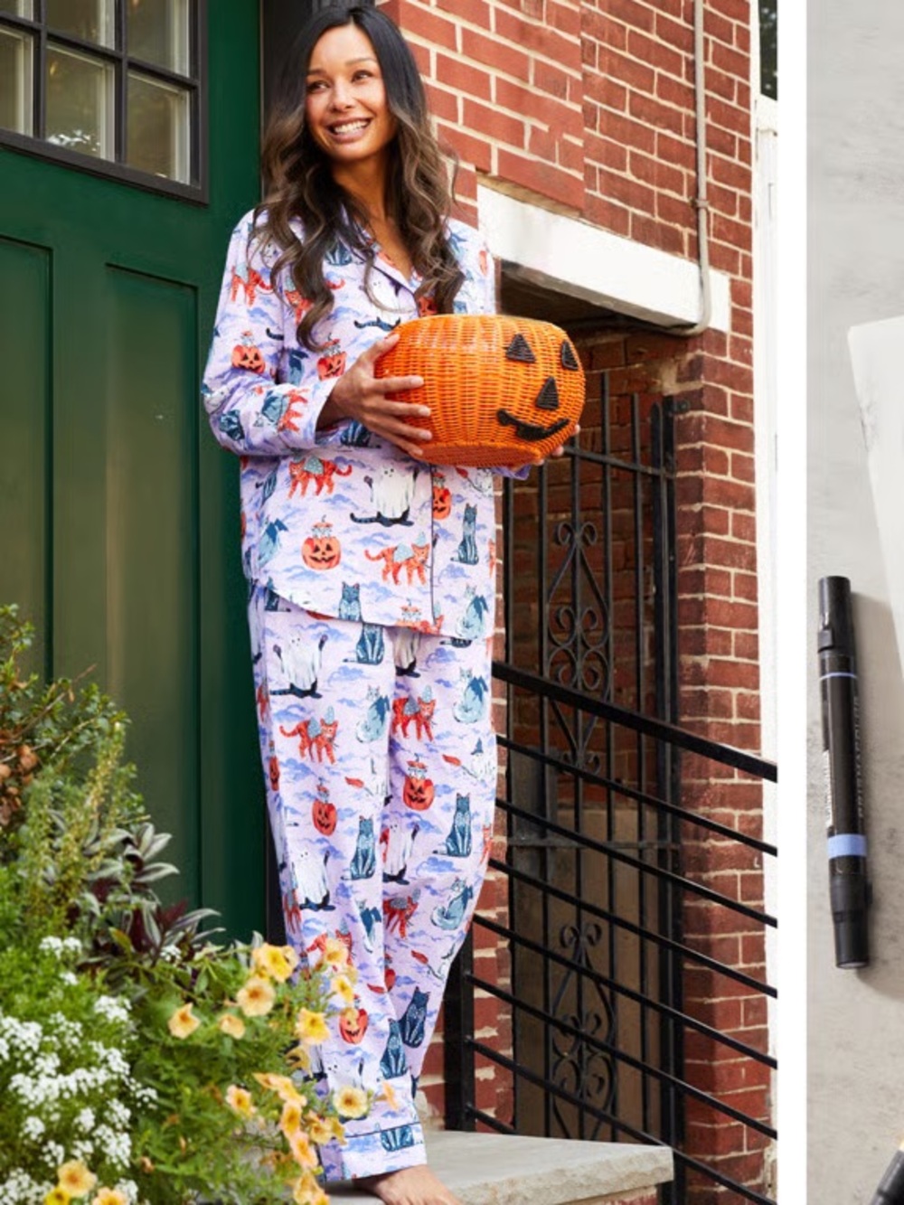 Printfresh halloween cats long pajama set size large petite